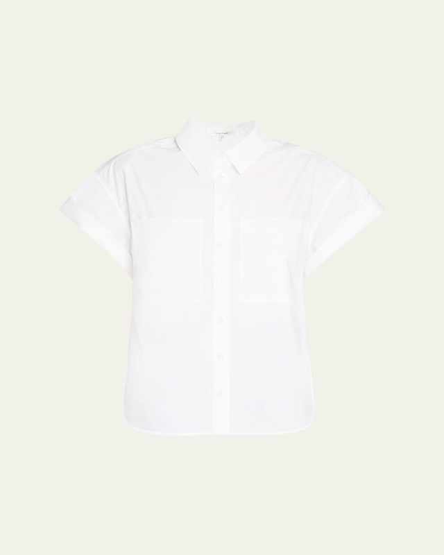 Short-Sleeve Cuffed Button-Front Shirt